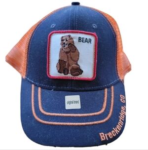 Lucky 7 Breckenridge Colorado Vintage Navy & Orange Bear Patch Vintage Cap Hat